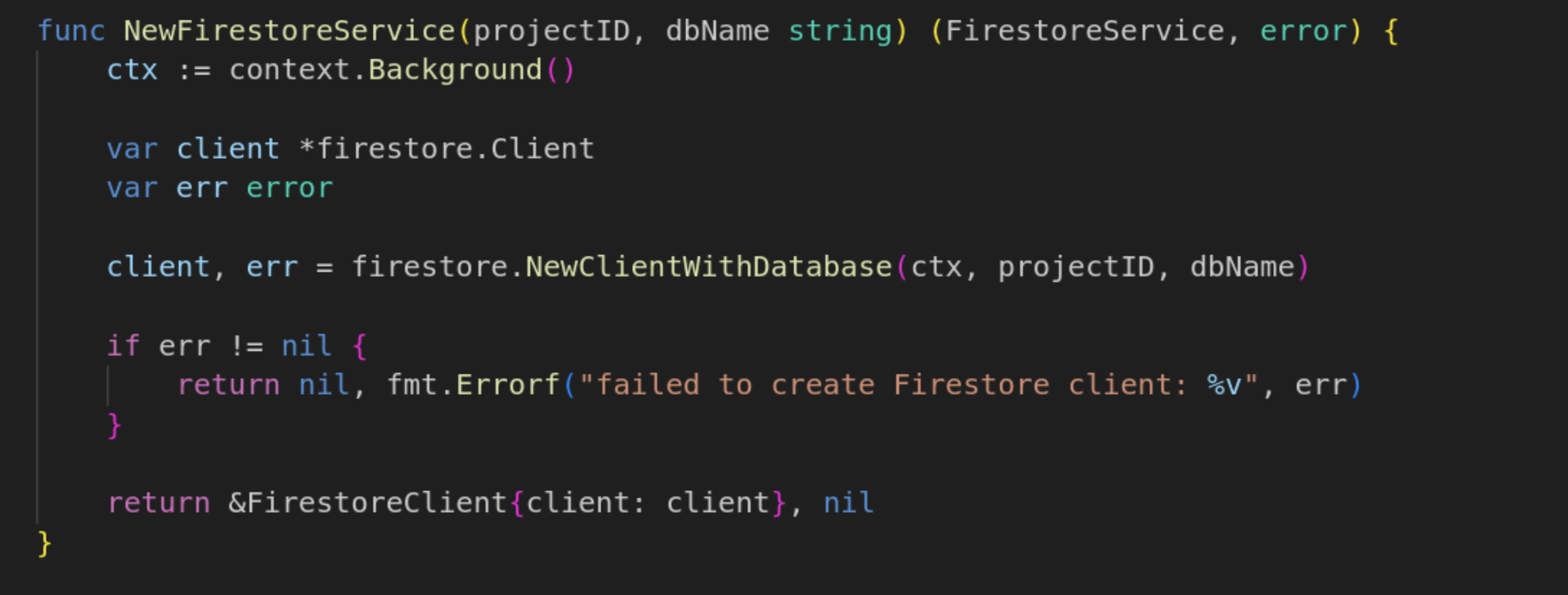 Sample code for Firestore integration